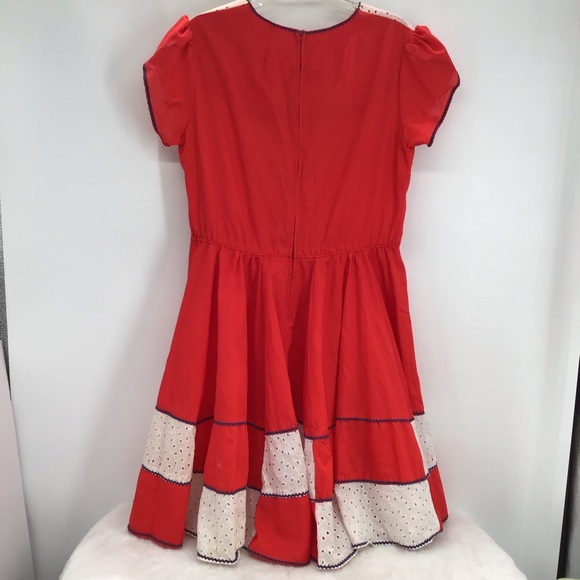 Kate Schorer Vintage Square Dancing Swing Folk Dress Red/White Size L/XL - Picture 6 of 8